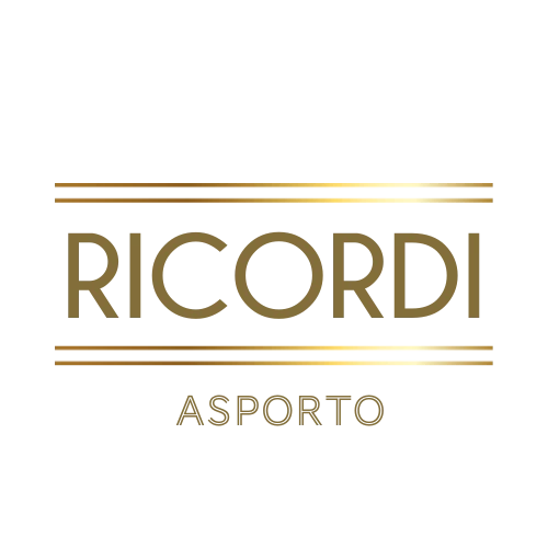 logo Ricordi Asporto double trait en haut et double trait en bas or